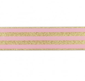 Elastiek lurex roze en goud 40mm