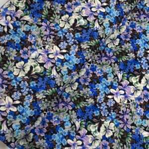 Bright blue flowers- viscose COUPON 95cm