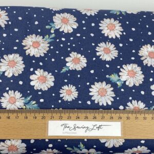 Blue daisy – popeline katoen COUPON 70cm
