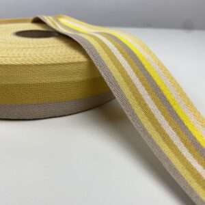Tassenband gestreept geel 40 mm