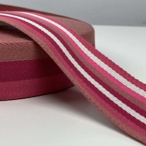 Tassenband gestreept roze 40 mm