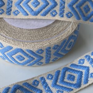 Tassenband lichtblauwe Aztec 40 mm