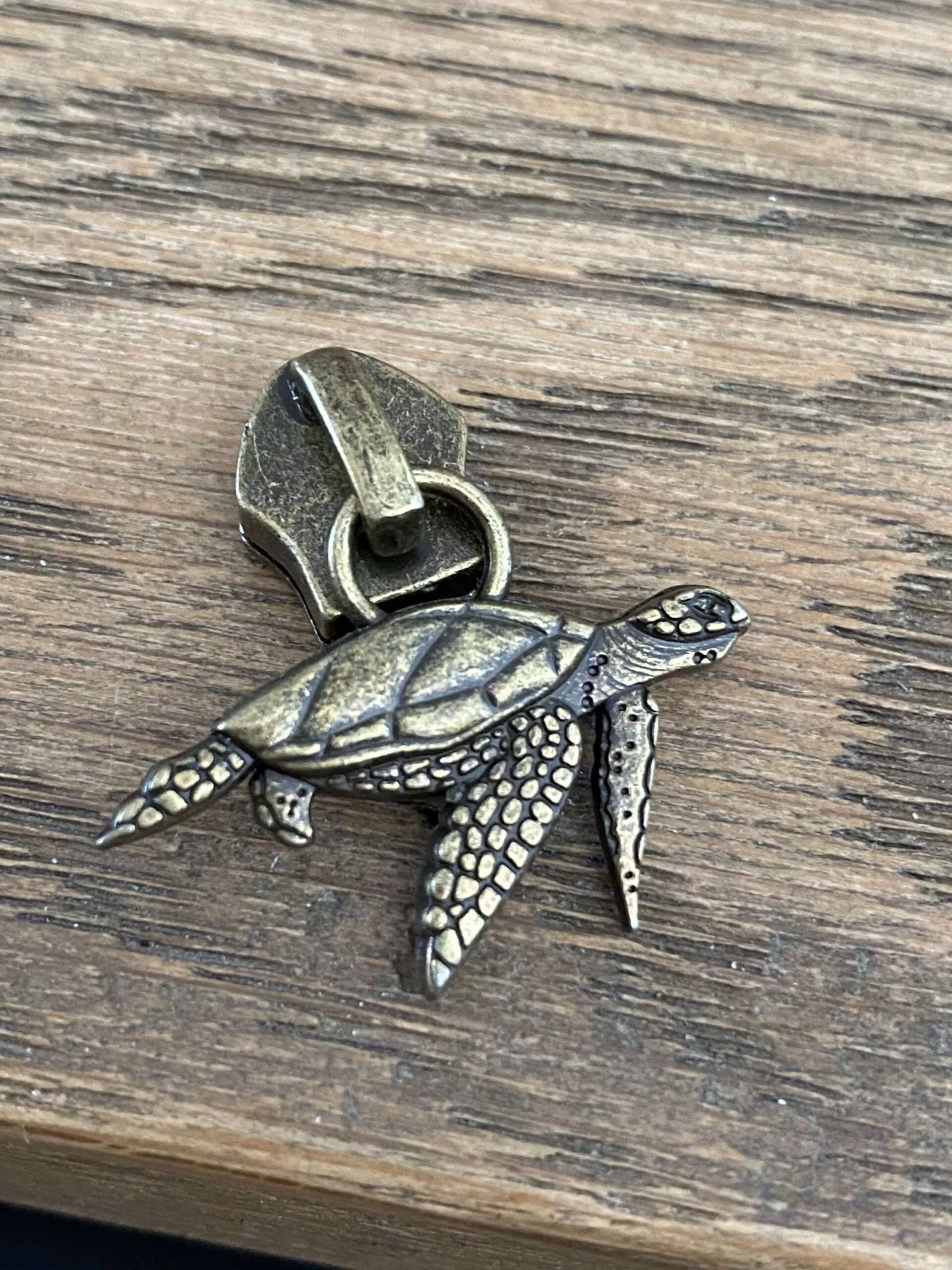 Schildpad - messing - Schuiver voor SPIRAAL rits 6mm