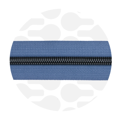Cloudy blue - Gun metaal spiraalrits per meter