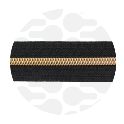 Pure black - Goud spiraalrits per meter