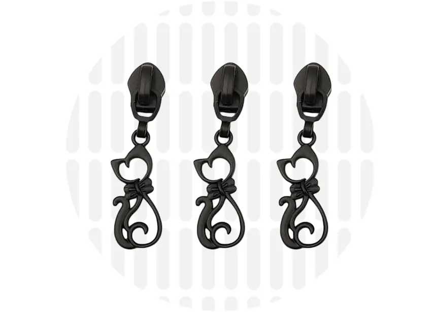 Poes silhouette - electro black - schuiver voor SPIRAAL rits 6mm