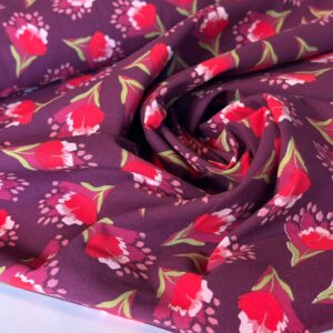 Burgundy Botanica – Popeline Katoen